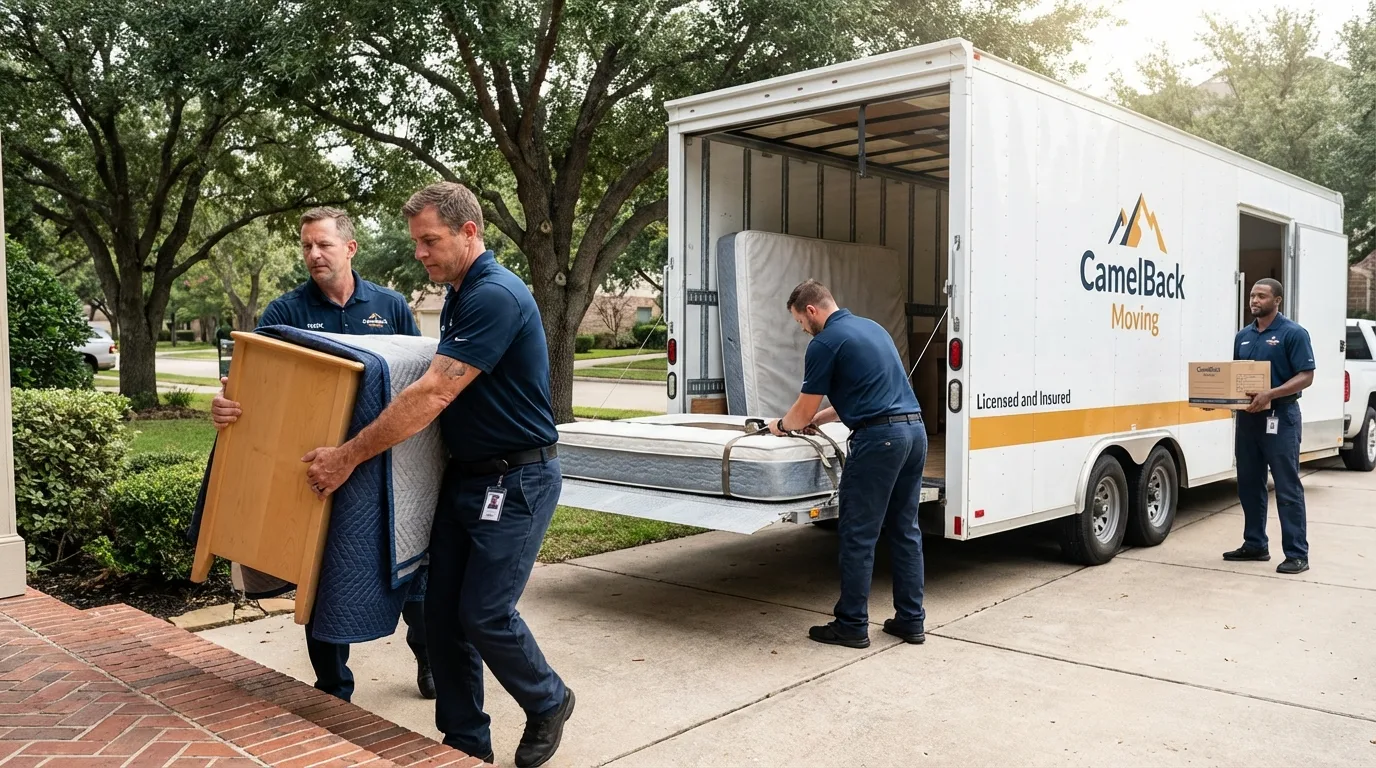 Crew loading residential truck for cross-state move from Saint Michaels, MD