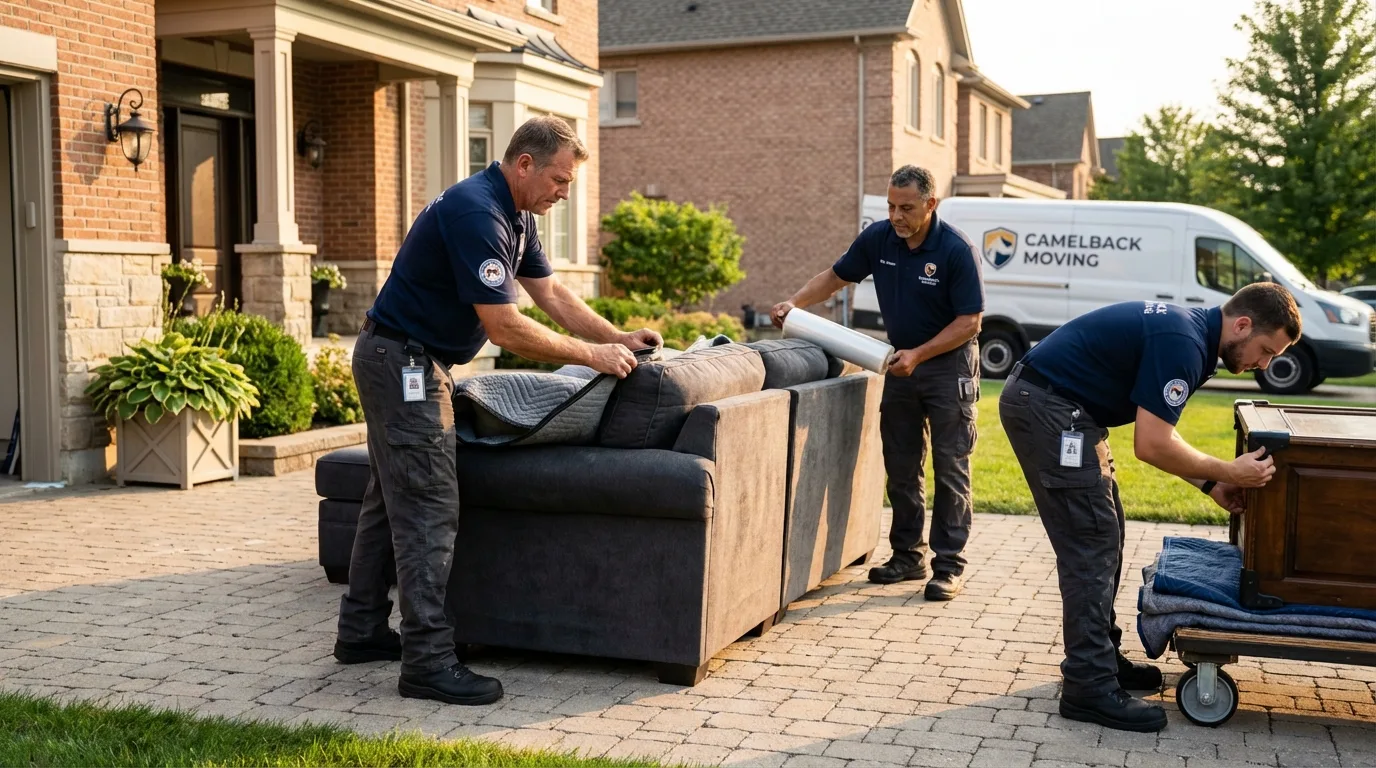 Large estate moving crew wrapping furniture in Saint Michaels, MD